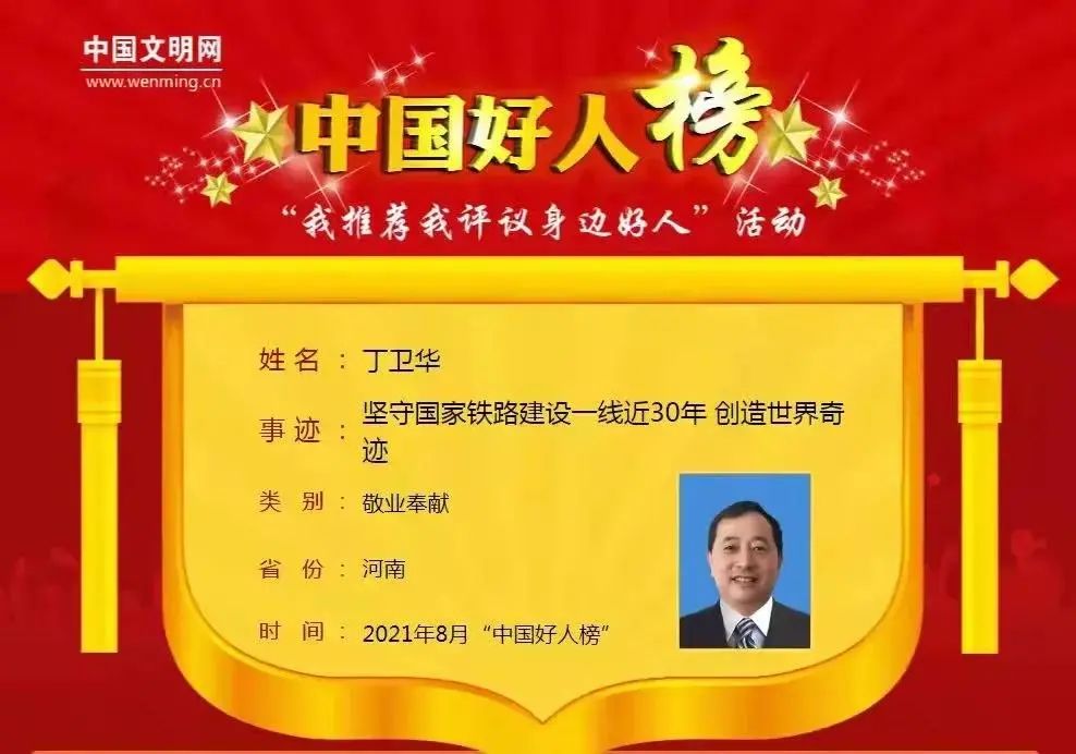 丁衛(wèi)華同志獲評(píng)“中國(guó)好人”